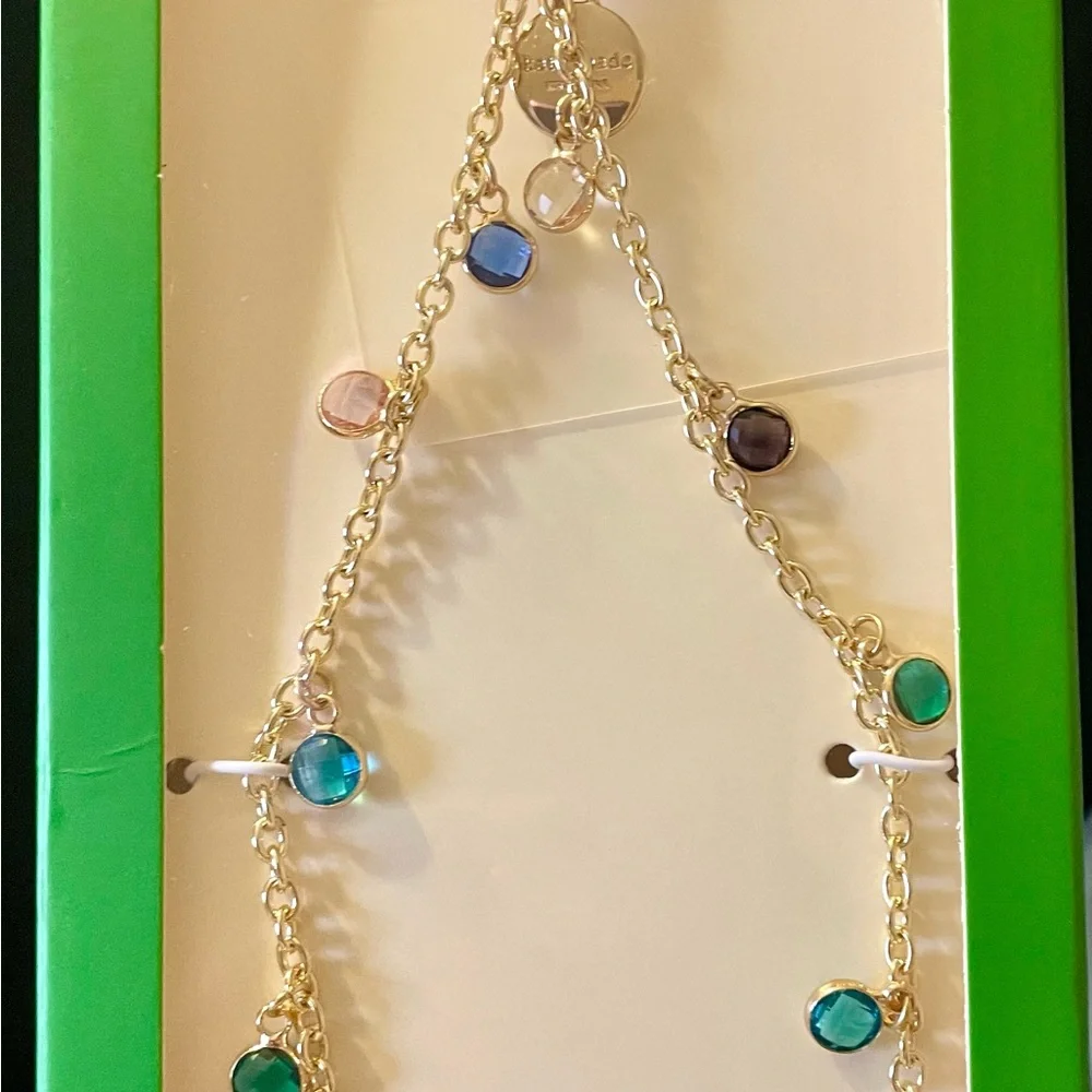 Kate Spade Gold Tone Phone Charm with Multicolor Rhinestone Charms